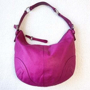Vintage Coach Y2K Large Soho Hobo Raspberry Leather Shoulder Bag 3651 Rare FLAWS
